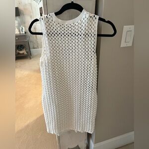 Theory White Open-Knit Sleeveless Dress
